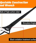8 Inch Adjustable Spud Wrench With Black Oxide Finish Dual SAE And Metric Scale Up To 30mm Nuts And Bolts