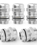 Five Pack Nickel Plated Copper Cable Gland Waterproof Metal Seal With Adjustable Protection Fits Half Inch NPT Thread And Six To Twelve Millimeters