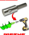 Earth Drill Adapter For Cordless Drills And Augers That Grips No Slip Hex And Keyless Chucks with drill and auger illustration
