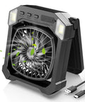 Solar Powered Camping Fan with 10000mAh Battery USB Rechargeable Portable Quiet Cordless Fan with Light for Tent RV Hiking