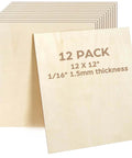 Front view: LotFancy basswood sheets, 12-pack, 12x12x1/16 in, smooth craft wood sheets for DIY projects