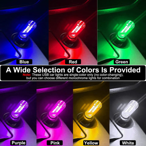 2 Pack Car USB Night Light Bulbs With Touch Dimmable Ambient Lighting For Vehicle Interiors And Home Decor