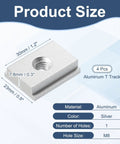Aluminum T Track 1.2 Inch M8 Slot Slider For Router Table And Miter Saw Fixtures, Double Cut Pre Drilled Mount Holes, 4 Pack Silver T Slot Rail For Woodworking And Crosscut Sled Pro Grade Heavy Duty Easy Mount, 30mm x 23mm x 7.8mm