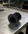 Ficero thread protector adapter, black steel, 1/2-28 to 5/8-24 conversion with crush washer.