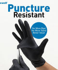 Puncture-Resistant Disposable Nitrile Gloves For Food-Grade Kitchen And Serving Use, Textured And Comfortable, Latex-Free, Black X-Large