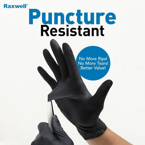 Puncture-Resistant Disposable Nitrile Gloves For Food-Grade Kitchen And Serving Use, Textured And Comfortable, Latex-Free, Black X-Large
