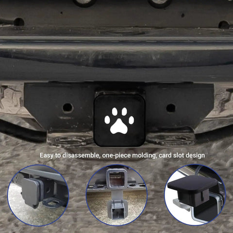 2 Inch Trailer Hitch Cover With Dog Paw Design Rubber Dustproof Waterproof Plug For Square Mouth Receivers installed on vehicle
