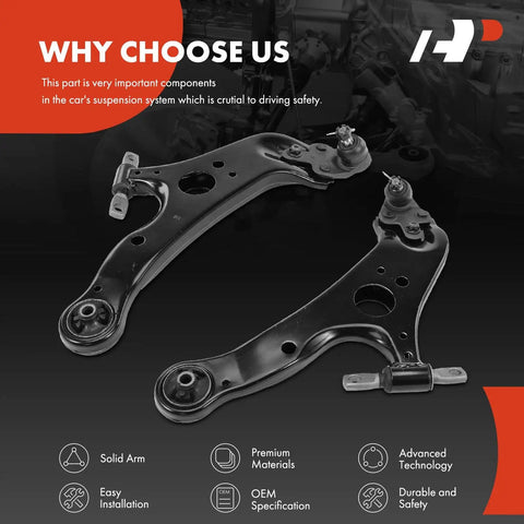 Front Lower Control Arm With Ball Joint And Bushing For Toyota Sienna 2011 2012 2013 2014 2015 2016 2017 2018 2019 2020 Front Left And Right Driver And Passenger Side Replacement Easy Install Premium Aftermarket Quality, pair