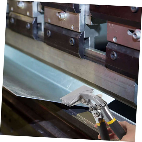 3 Inch Hand Seaming Pliers Manual Metal Bender in use bending a metal sheet with straight jaw design and anti-slip grip