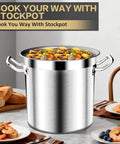 Giant 122 Quart Stainless Steel Stock Pot With Tap Lid For Big Batches Heavy Duty Induction Gas Electric Compatible Thickened Bottom