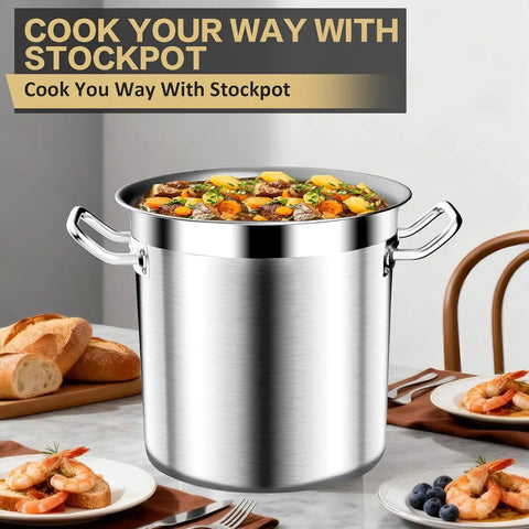 Giant 122 Quart Stainless Steel Stock Pot With Tap Lid For Big Batches Heavy Duty Induction Gas Electric Compatible Thickened Bottom