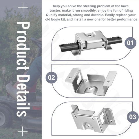 Steering Rack Service Kit For Lawn Tractors And Riding Mowers With Beefed Up Lower Bracket Rack Support And Pinions Built To Fit CC30 CC30H CC30E And R1000 Style Machines Replacement Parts showcasing components.