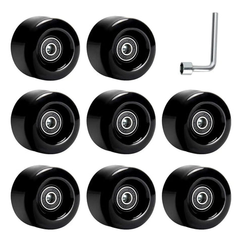 Eight Pack 58mm By 32mm Quad Roller Skating Wheels 82A Outdoor PU Wear Resistant Double Row Replacements With ABEC 9 Bearings And Spacers