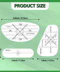 Size chart showing dimensions of 300 Pack Golf Impact Tape For Woods Irons And Putters No Residue Swing Practice Stickers.