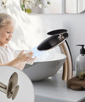 Brushed Nickel Waterfall Bathroom Faucet With Single Handle And Single Hole Brass Lavatory Vanity Vessel Faucet Spa Vibe