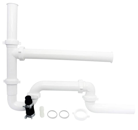 Garbage Disposal Installation Kit White Plug And Play DIY Ready System With All Components For Quick Easy Install of pipes and fittings.
