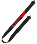 Built Tough Heavy Duty Two Point Tactical Rifle Sling With Quick Detach Swivels Rated For Five Hundred Pounds Up To Forty Inch Adjustable Field Ready Gun Carry Strap, black webbing with red logo
