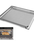 Replacement Air Fryer Oven Basket Game Changer For Digital Air Fryer Oven DT200 DT201 DT251 DT501 DT551 Mesh Tray For Baking And Dehydrating 14.4 X 11.4 X 1.38 Inches Model 105SH200 showcasing silver mesh design beside Digital Air Fryer Oven.