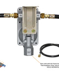 2-Stage Auto Changeover Propane Regulator With 12-Inch Pigtails For RVs Vans And Trailers; shown with hoses
