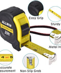 25 Foot Metal Tape Measure With Retractable Blade, 1 Inch Wide, Easy Read Fractions, Durable Wear Resistant Coating Built Tough For DIY Projects, Home Renovation, Carpentry, And Pro Handyman Use, black and yellow case with metal hook