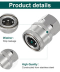 4-pack stainless steel 1/4 in NPT pressure washer quick-connect couplers; male and female plugs