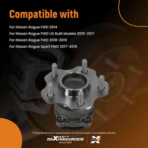 Rear Wheel Hub And Bearing Assembly For Nissan Rogue FWD 2014 To 2019 And Rogue Sport FWD 2017 To 2019 With Encoder ABS close-up
