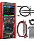 70MHz Dual Channel Handheld Oscilloscope And 3 In 1 Digital Multimeter With Signal Generator Pro Grade Performance 200 MSPS Sampling Rate 20000 Counts True RMS Type C Fast Charge Portable Black And Red with accessories