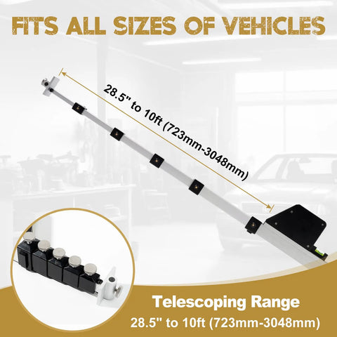 Telescoping Measuring Tram Gauge For Auto Body And Car Repair 10 Feet High Precision Aluminum Ruler Portable Frame Machine Measuring Tool With Metric And American Standard Markings Lightweight Durable Construction, extends 28.5 in to 10 ft