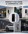 All Season Tough Outdoor Electric Charger Wall Box With Tight Combo Lock And Clear Shatterproof Window installed in garage and outdoor settings.
