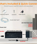 FTL CCT LED Recessed Lighting Kit, Wood Slat Wall Panel Lights 2700K-6000K included components and setup instructions.