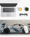 Ukiyoe Style Sports Car Themed Large Gaming Mouse Pad Desk Mat 31.5 By 11.8 Inches With Non Slip Rubber Base for workstations