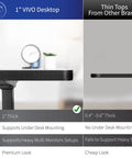 Rock Solid Corner Standing Desk Rig In Matte Black With Lightning Fast Height Adjustments and Split Tabletop Design comparison of thick vs thin desktop surfaces.