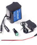 12V 5200mAh Lithium Battery Pack With 1A Charger, connectors, and wiring for LED strips, RC cars, boats, CCTV cameras, routers, DIY projects