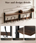 29 Inch Modular Coat Rack Wall Mount With Shelf And Seven Triple Hooks Straight Up Designed To Handle Your Daily Grind Keep Entryway Neat While Grabbing Coats Jackets And Bags On The Fly Brown size and design details with measurements