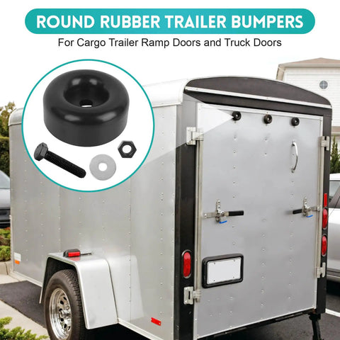 Heavy Duty Round Rubber Trailer Ramp Door Bumpers Set Of 4 With Mounting Hardware Replacement Cushions, trailer rear view