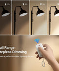 Plug In Lamp Dimmer Switch With Wireless Remote For Floor Lamps Table Lamps And String Lights 100 Foot Range Dimmable LED Or Tungsten Bulbs showing dimming levels