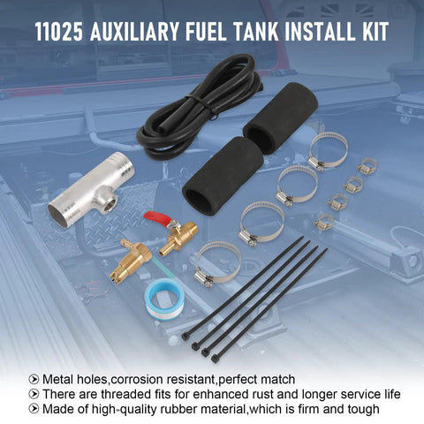 Diesel Gravity Fed Auxiliary Fuel Tank Install Kit For Ford Dodge Chevy And GMC Trucks Aluminum And Rubber Construction