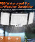 LED Motion Sensor Security Flood Lights With Remote Control, Daylight 6500K 20W 3000 Lumens Waterproof 3 Head in rain