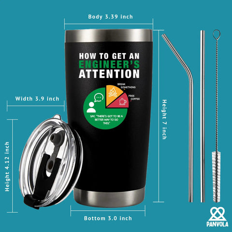 How To Get An Engineer's Attention 20 Oz Vacuum Insulated Stainless Steel Tumbler With Removable Lid And Straw, Black
