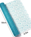 Pro Grade Flower Wrapping Mesh Paper For Bouquets, Irregular Hollow Net Wrapper, light blue, 50cm wide, 4.5m long roll