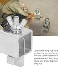 Close-up of Rock Solid Aluminum Alloy Butt Welding Clamp Kit With 8 Pcs Silver Wings, showing wing nut for adjustments.