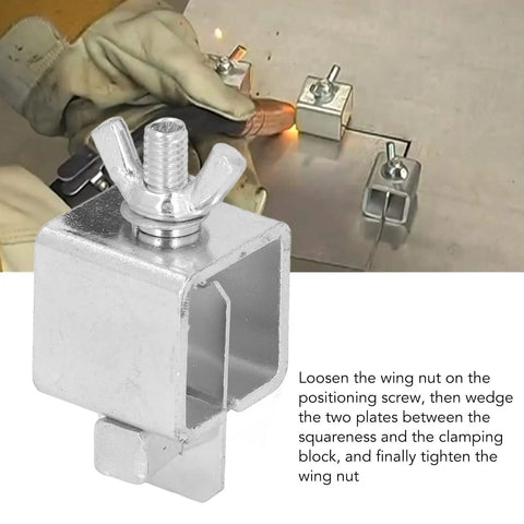 Close-up of Rock Solid Aluminum Alloy Butt Welding Clamp Kit With 8 Pcs Silver Wings, showing wing nut for adjustments.