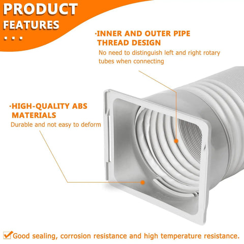 Square to round exhaust hose adapter for portable air conditioners fits 7 by 5.9 inch square vents to 5.9 inch hoses ABS plastic connector