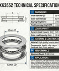 Technical specifications of Axial Thrust Needle Roller Bearing And Washer Set AXK3552 Plus 2AS with dimensions and load capacity