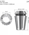 ER20 Spring Collet Half Inch Chuck For CNC Engraving Lathe And Milling Machines, 0.015mm Runout, 40Cr Steel, 2 Pack
