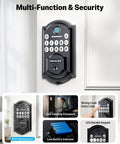 Image of Keyless Front Door Lock Set With Handle, 3 In 1 Smart Lock With Fingerprint, Passcode And Mechanical Key, Anti Peep Keypad