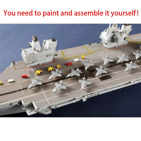 Killer Detail Queen Elizabeth Aircraft Carrier Plastic Model Kit 1 700 Scale showing assembly details and aircraft on deck.