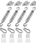 Heavy Duty Stainless Steel Shade Sail Hardware Kit For Awning Setup And Garden Sails With Adjustable Turnbuckles DIY Ready For Triangle Square And Rectangle Shade Sails