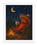 Desert Camp Pepper Paint By Numbers Kit for Adults Beginners with Frameless Printed Canvas showing a pepper by a campfire under starry sky