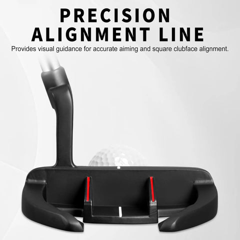 Unisex Right Hand Mallet Golf Putter With Anti Twist Design And Alignment Guide Stepped Shaft For Consistent Putts Low Center Of Gravity For Smooth Roll 34 Inches shown from back with red alignment guides